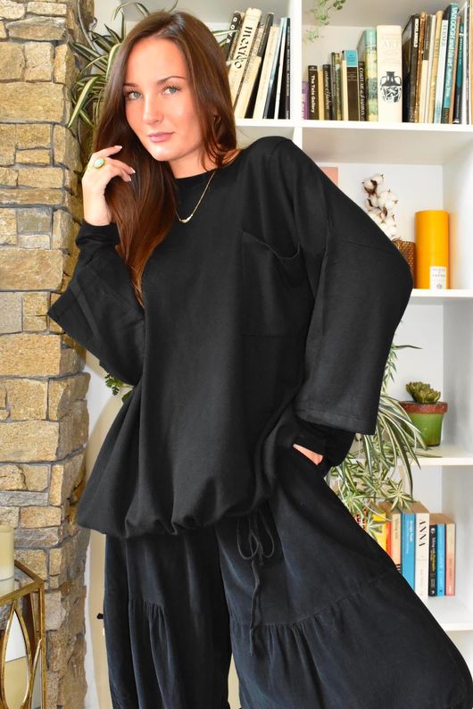Sander Pull Tie Fine Knit Black